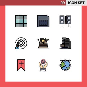 9 Thematic Vector Filledline Flat Colors and Editable Symbols of wedding canada speaker programmer development Editable Vector Design Elements