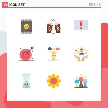 User Interface Pack of 9 Basic Flat Colors of shooting target eye ireland bulls aim Editable Vector Design Elements