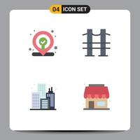 Flat Icon Pack of 4 Universal Symbols of web building bridge road store Editable Vector Design Elements