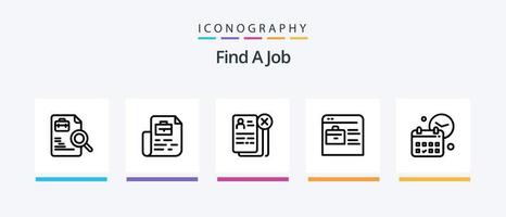 encuentre un paquete de iconos de la línea de trabajo 5 que incluya negocios. encontrar. bueno. trabajo. bolso. diseño de iconos creativos vector