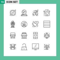 Outline Pack of 16 Universal Symbols of machine restaurant creative dinner cafe Editable Vector Design Elements