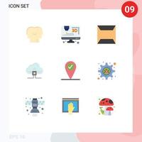 Modern Set of 9 Flat Colors and symbols such as setting bug cyber crime sealed pin scince Editable Vector Design Elements