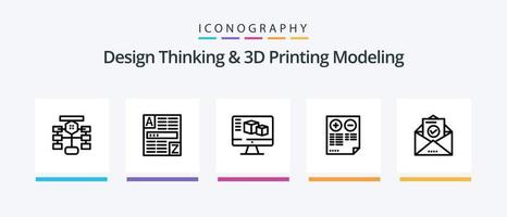 pensamiento de diseño y paquete de iconos de la línea 5 de modelado de impresión d que incluye satánico. triángulo. base de datos. caja. educación. diseño de iconos creativos vector