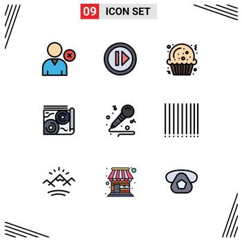 Set of 9 Modern UI Icons Symbols Signs for hobby music cookie mic guide Editable Vector Design Elements