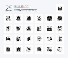 Ecology 25 Solid Glyph icon pack including energy. eco. power. charger. green vector