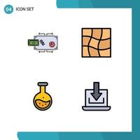 User Interface Pack of 4 Basic Filledline Flat Colors of finance labe money mesh test Editable Vector Design Elements