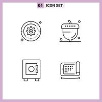 Modern Set of 4 Filledline Flat Colors and symbols such as setting season wheel autumn lock Editable Vector Design Elements