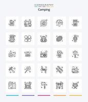 Creative Camping 25 OutLine icon pack  Such As maps. stick. place. match. box vector