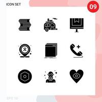 Solid Glyph Pack of 9 Universal Symbols of app medical box location online Editable Vector Design Elements