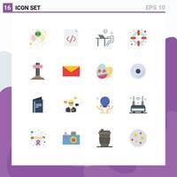 Group of 16 Modern Flat Colors Set for balloon job festival document person Editable Pack of Creative Vector Design Elements