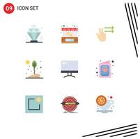 Set of 9 Modern UI Icons Symbols Signs for device computer gesture nature environment Editable Vector Design Elements