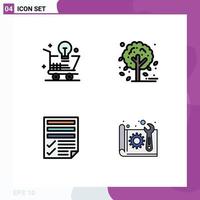 Set of 4 Modern UI Icons Symbols Signs for cart file idea leaf paper Editable Vector Design Elements