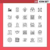Line Pack of 25 Universal Symbols of toolkit construction technology box cell Editable Vector Design Elements