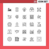 Line Pack of 25 Universal Symbols of toolkit construction technology box cell Editable Vector Design Elements