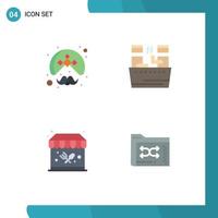 Group of 4 Flat Icons Signs and Symbols for indian food stand turban soak garden Editable Vector Design Elements