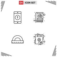 Mobile Interface Line Set of 4 Pictograms of application angle smartphone love measure Editable Vector Design Elements