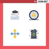 Group of 4 Modern Flat Icons Set for key location graduation magic can Editable Vector Design Elements