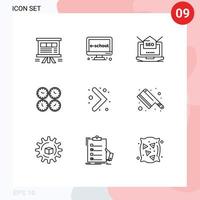 User Interface Pack of 9 Basic Outlines of clocks clock learning web setting Editable Vector Design Elements