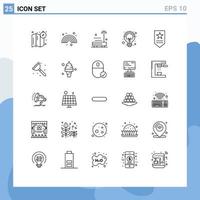 Pack of 25 Modern Lines Signs and Symbols for Web Print Media such as rank insignia radio seo creative Editable Vector Design Elements