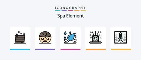 Spa Element Line Filled 5 Icon Pack Including massage. spa. bamboo. oil. spa. Creative Icons Design vector