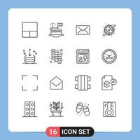 16 iconos creativos, signos y símbolos modernos de la interfaz, descarga, correo, gps, elementos de diseño vectorial editables. vector