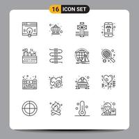 Set of 16 Modern UI Icons Symbols Signs for spa hot american transport cancel ride Editable Vector Design Elements