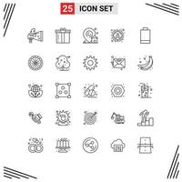 paquete de iconos de vector de stock de 25 signos y símbolos de línea para elementos de diseño de vector editables de objetivo de batería presente seo house