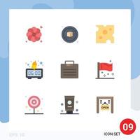 9 Thematic Vector Flat Colors and Editable Symbols of congress portfolio food business morning Editable Vector Design Elements