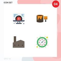 Pictogram Set of 4 Simple Flat Icons of speed factory chimney serving paint industry Editable Vector Design Elements