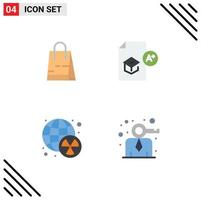 4 Universal Flat Icon Signs Symbols of bag nuclear shop knowledge waste Editable Vector Design Elements