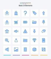 Creative Basic Ui Elements 25 Blue icon pack  Such As up. arrow. question. ticket. tag vector