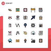 Filled line Flat Color Pack of 25 Universal Symbols of construction barrier page float safety Editable Vector Design Elements