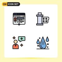 4 Universal Filledline Flat Color Signs Symbols of edit reel website film chatting Editable Vector Design Elements