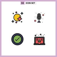 4 Thematic Vector Filledline Flat Colors and Editable Symbols of astronomy talk space microphone ui Editable Vector Design Elements