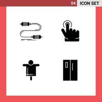 Mobile Interface Solid Glyph Set of 4 Pictograms of buzz farm marketing finger scarecrow Editable Vector Design Elements