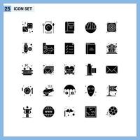 Group of 25 Solid Glyphs Signs and Symbols for computer skin infection restaurant infection read Editable Vector Design Elements