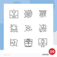 Set of 9 Commercial Outlines pack for up forward home arrow down Editable Vector Design Elements