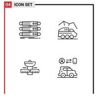 Universal Icon Symbols Group of 4 Modern Filledline Flat Colors of server transport database planet space Editable Vector Design Elements