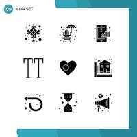 9 Universal Solid Glyphs Set for Web and Mobile Applications bangladesh heart chart text all Editable Vector Design Elements