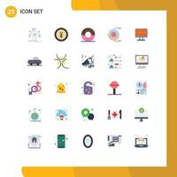 25 Universal Flat Color Signs Symbols of estimation analysis yen allocation food Editable Vector Design Elements