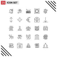 Set of 25 Commercial Lines pack for arrow new device lantern minimize Editable Vector Design Elements