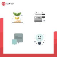 4 Flat Icon concept for Websites Mobile and Apps agriculture chat nature kitchen messages Editable Vector Design Elements