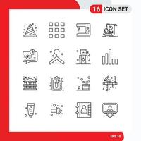 16 iconos creativos, signos y símbolos modernos de análisis financiero, análisis de bloqueo, elementos de diseño de vectores editables en el hogar