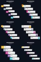 plantilla de diapositiva de presentación del paquete de infografías vectoriales 6 diagramas de ciclo de 5 pasos y líneas de tiempo vector