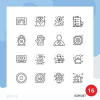 Pictogram Set of 16 Simple Outlines of clipboard expertise cash check profit Editable Vector Design Elements