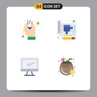 4 Universal Flat Icons Set for Web and Mobile Applications idea computer public opinion drawing device Editable Vector Design Elements