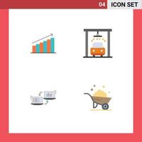 Modern Set of 4 Flat Icons Pictograph of analysis wash business statistics business Editable Vector Design Elements