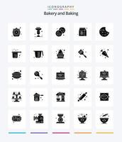 Creative Baking 25 Glyph Solid Black icon pack  Such As food. pack. cupsakes. food. cookie vector