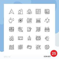 25 Thematic Vector Lines and Editable Symbols of rate analysis location picture landmark Editable Vector Design Elements