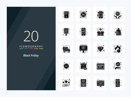 20 Black Friday Solid Glyph icon for presentation vector